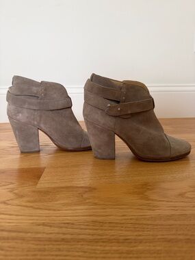 rag & bone Taupe Suede Wrap-Strap Ankle Booties